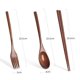 thumbnail image 2 of 5X Juego de Cubiertos de Madera Portátil, Respetuoso con El Medio Ambiente, Cubiertos Reutilizables, Juego de Utensilios, Cuchara, Tenedor, Palillos para Camping, Oficina, Almuerzo, 2 of 5