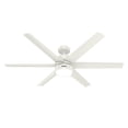 thumbnail image 4 of Hunter 60 inch Outdoor or Indoor Ceiling Fan with LED Light - White Ceiling Fan with Wall Control, For Patio, Garage, or Porch, Quiet, Standard Mount, 6 Blades - Solaria 51476, Fresh White, 4 of 16