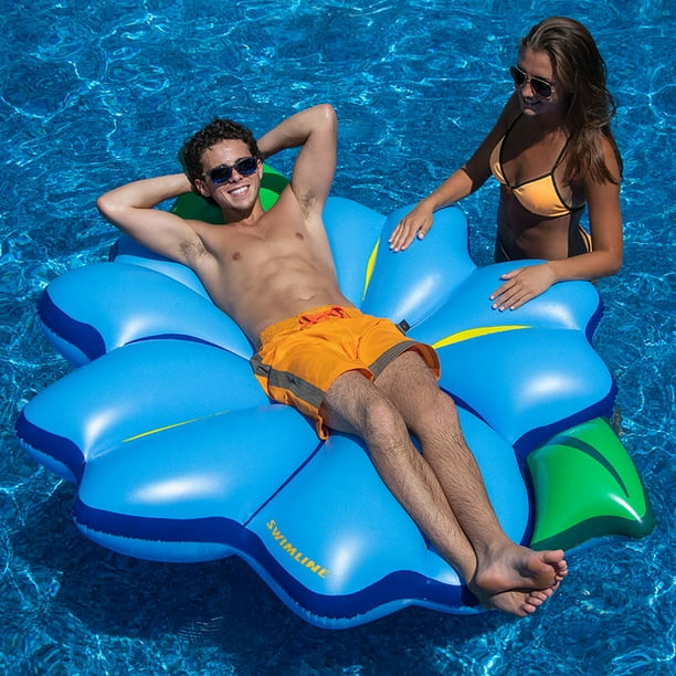 Swimline 75 Inflatable PVC Primrose Flower Relaxation Pool Lounge Float Blue Walmart