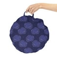 thumbnail image 2 of Sky Round Floor Cushion with Handle, Repetitive Zentangle Clouds Stars Night Sky Theme Elements Pattern Graphic, Pillow for Living Room & Dorms, 18" Round, Indigo Dark Lavender, by Ambesonne, 2 of 4