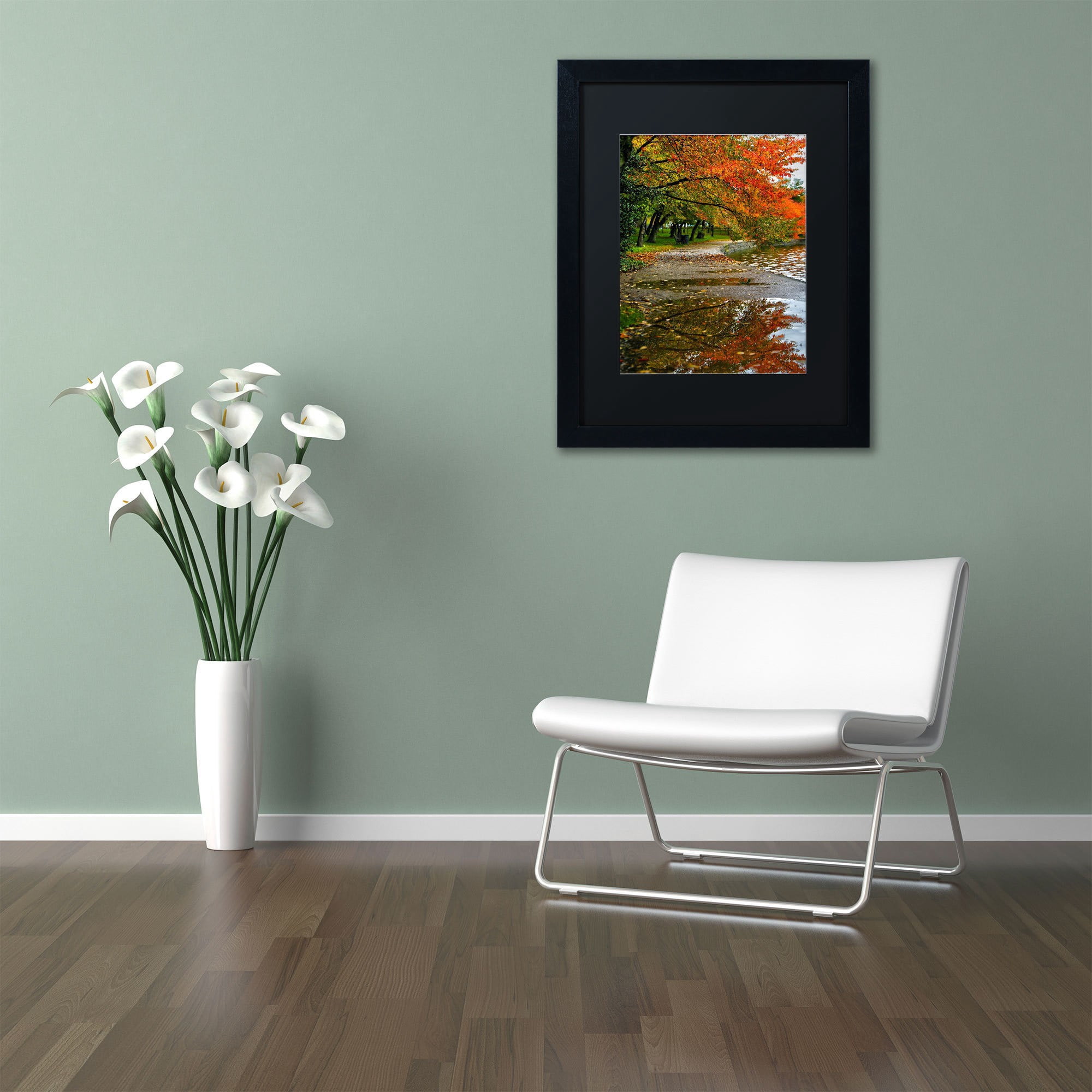 Trademark Fine Art "Tidal Basin Autumn 1" Canvas Art by CATeyes, Black Matte, Black Frame
