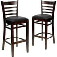 thumbnail image 2 of BizChair 2 Pack Ladder Back Walnut Wood Restaurant Barstool - Black Vinyl Seat, 2 of 8