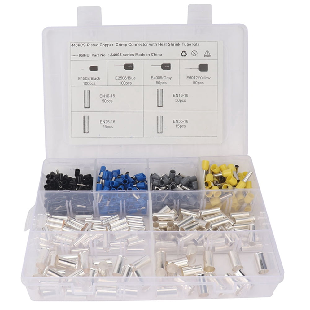 390Pcs AWG (2 4 6 8 10 12 14 16) Wire Ferrules Kits Crimp Terminal Connector Sleeves Crimping Tool