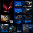 thumbnail image 3 of Computadora Escritorio Completa Xtreme PC Gaming AMD Radeon Vega 8 Ryzen 3 3200G 16GB SSD 500GB Monitor 27 100Hz WIFI Black juegos casuales, trabajo y estudio, 3 of 6