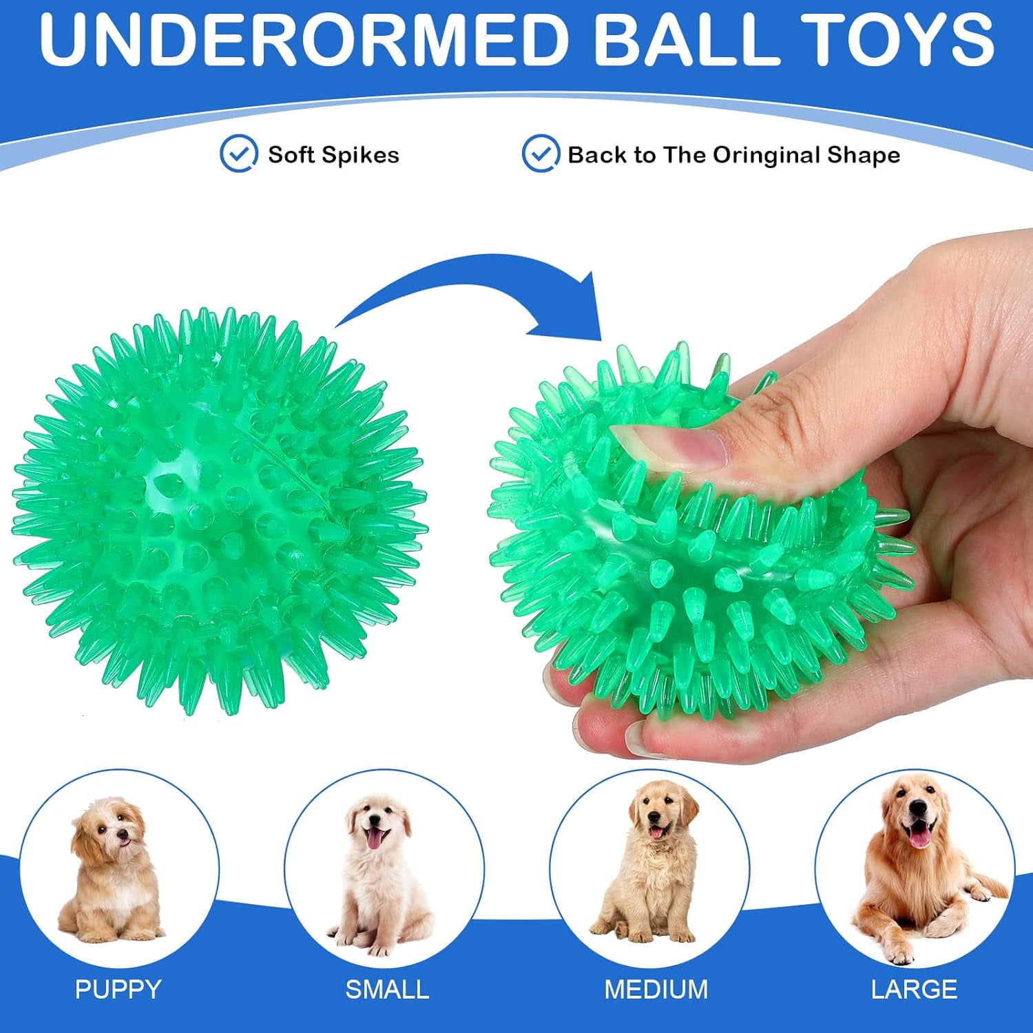 36 Pcs Squeaky Balls for Dogs Squeaky Dog Toys Bulk 2.5 Inch Spiky Pet Chew Balls Interactive Fetch Toys for Puppy Cleans Teeth and Training
