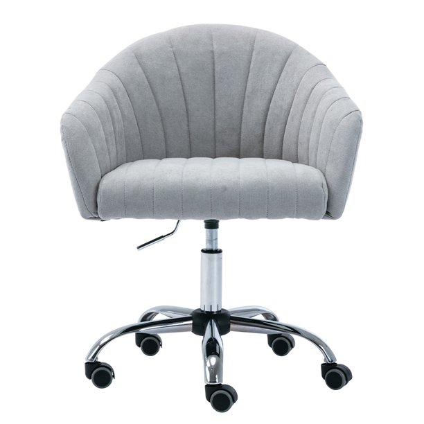 Vanity Chair For Women Swivel Shell With Adjustable Height Modern Leisure Office Upholstered Seat Desk Home Living Room Bedroom Light Gray L1407 Com Upholstered Seat Adjustable Desk Chair, Gray Vanity Swivel Chair