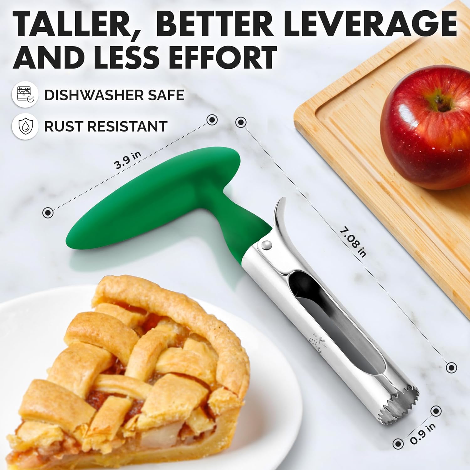 Zulay Kitchen Apple Corer Slicer - Apple Corer Tool Remover Stainless Steel Cupcake Corer, Green - image 3 of 9