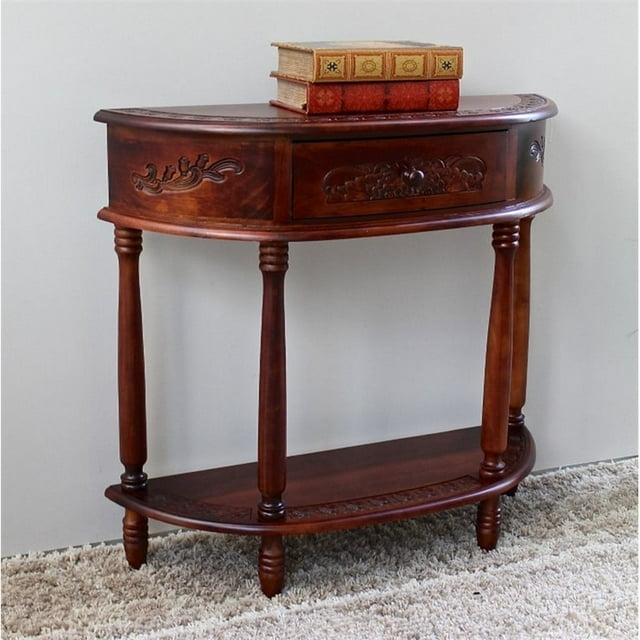 International Caravan Windsor Table Console Demi-Lune en Noyer Teinté