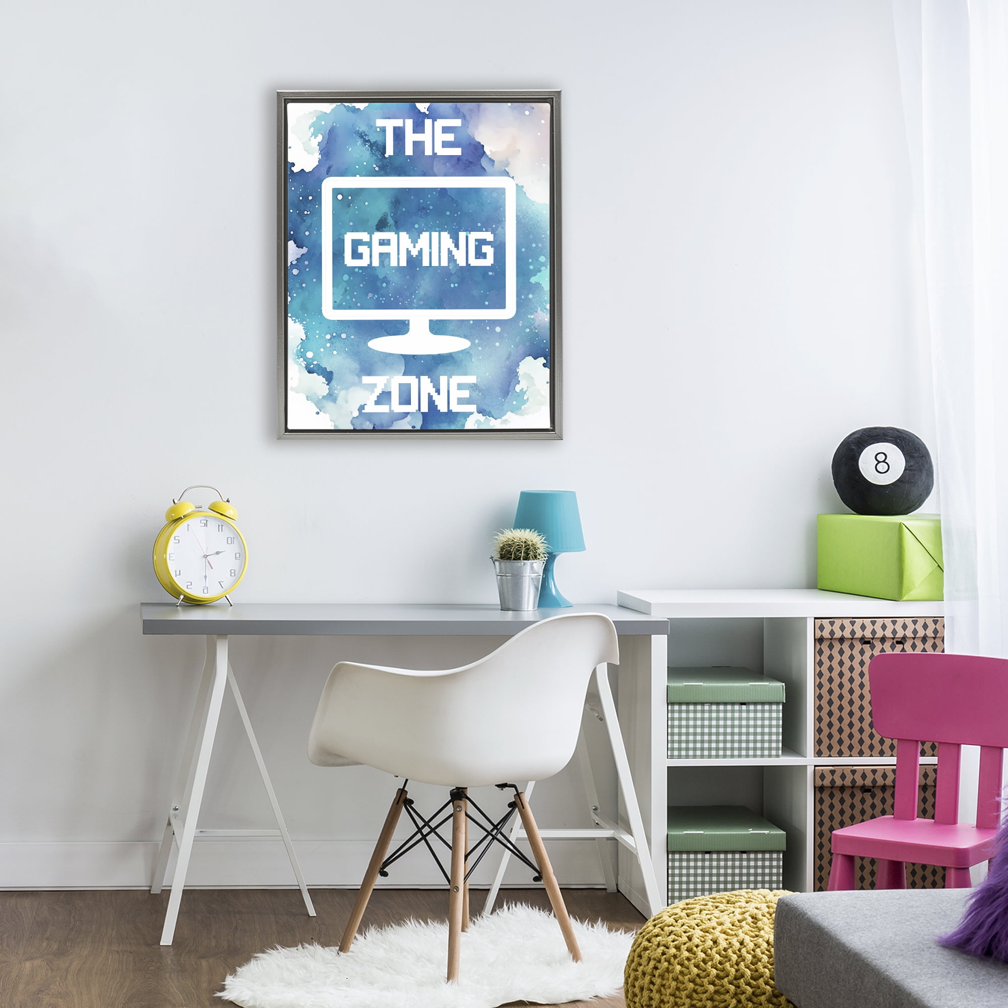 Gaming Zone Moniter Gray Framed Floater Canvas Wall Art, design by Marcus Prime