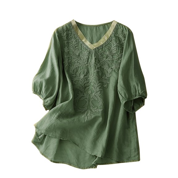 Quinlirra Womens Tops Clearance Women Fashion Casual Round-Neck Short Sleeve Loose T-Shirt Blouse Tops