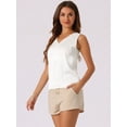 thumbnail image 2 of DARING DIVA Women's Silky Satin Mesh V Neck Sleeveless Blouses Tank Shirt L White, 2 of 6