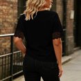 thumbnail image 4 of Uootdi Womens Tees Deep V Neck Short Sleeve Floral Embroidered Trim Womens Tops Relaxed Fit Lightweight Womens Tees for Women, 4 of 6