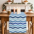 thumbnail image 3 of Table Runner Blue Nautical Waves Table Runners Lines Striped Cotton Linen Dresser Scarf Kitchen Dining Table Decor for Home Dinner Party Decor 13x90 Inch, 3 of 9
