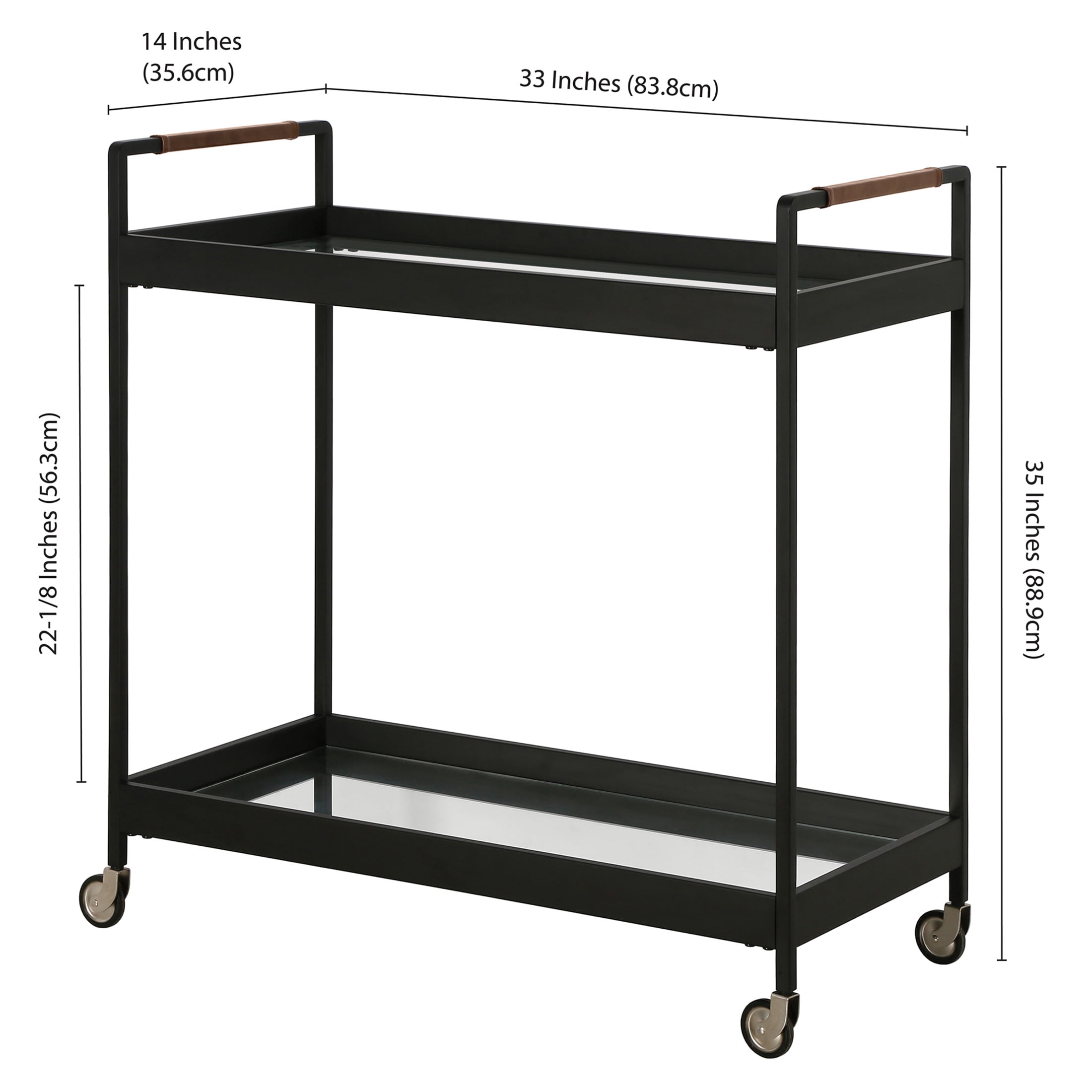 Evelyn&Zoe Modern/Contemporary 33" Wide Blackened Bronze Bar Cart