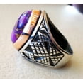 thumbnail image 4 of Purple Copper Turquoise Mens Ring, Natural Copper Turquoise, Silver Jewelry, 925 Silver Ring, Birthday Gift, Heavy Mens Ring, Arabic Design, Ottoman Style Ring, Christmas, Turkey Mens Signet Ring, 4 of 6