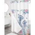 thumbnail image 3 of No Hook Shower Curtain with Snap-in Liner, Coastal Jellyfish Waterproof Fabric Bathroom Curtains, Summer Beach Nautical Ocean Coral Seahorse Bath Curtains & Mesh Top Window Stand Up Stall 36"x72", 3 of 9