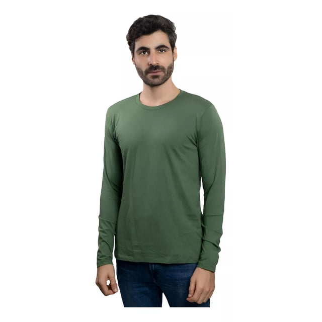 Playera Hombre Manga Larga Algodón Stretch Comoda Slim Fit