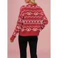 thumbnail image 6 of Women'S Cute Crew Neck Cardigan Long Sleeve Casual Knitted Cardigan Drop Shoulder Sweater Red L, 6 of 7