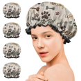 thumbnail image 7 of Shower Caps,Paw Prints and Bones Waterproof Shower Cap for Women 4 Pieces,Double Reusable Hair Cover for Shower PEVA Elastic Stretch Hem, 7 of 7