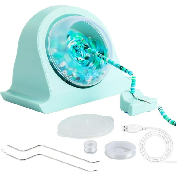 Electric Bead Spinner for Jewelry Making, Clay Bead Spinner with Needle and Accessories, Automatic Fast Hands-Free Bead Maker for Bracelets, Necklaces, Waist Chains, Christmas Birthday Gift for Girls
