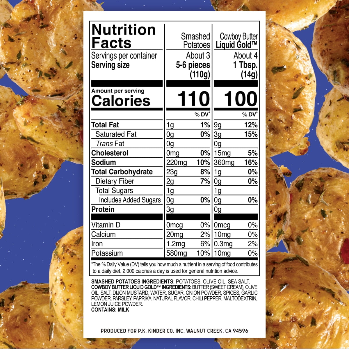 Kinder's Cowboy Butter Frozen Smashed Potatoes, 13 oz Bag