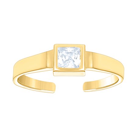 10k Yellow Gold Womens Princess-cut Cubic Zirconia Square Head toe ring 3.7x1.8mm Wide toe ring for Women