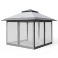thumbnail image 2 of GloryStar Tente Auvent Extérieure 10x10, Conception Escamotable avec Moustiquaire, Rideaux, Hauteur Réglable et Sac de Transport à Roulettes, Parfait pour les Événements dans la Cour Arrière, le Patio, le Jardin et la Pelouse, 2 of 13