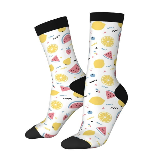 Fotbe Watermelon And Lemon Calcetas Largas con Estampado para Hombre y Mujer – Calcetas de Compresión Transpirables y Elásticas, Viajar y Uso Diario Talla 5-11