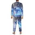 thumbnail image 5 of Mens Pajamas Set - Glowing Winter Arctic Fox Comfy Long Sleeve Button Up Pajama Sets for Men 2 Piece, Soft Sleepwear Nightwear Pjs Lounge Sets for Men with Pockets, 5 of 5