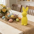 thumbnail image 2 of SLYNSHome Flocked Bunny Easter Decorations Yellow Pastel Rabbit Figurines for Easter Centerpieces Spring Home Tabletop Decor, 2 of 7