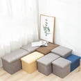 thumbnail image 2 of AUQ Round Ottoman with Storage,Folding Design Foot Rest for Couch,Easy Transport Storage Ottoman Round,Gray,30*30*30cm,canvas, 2 of 2