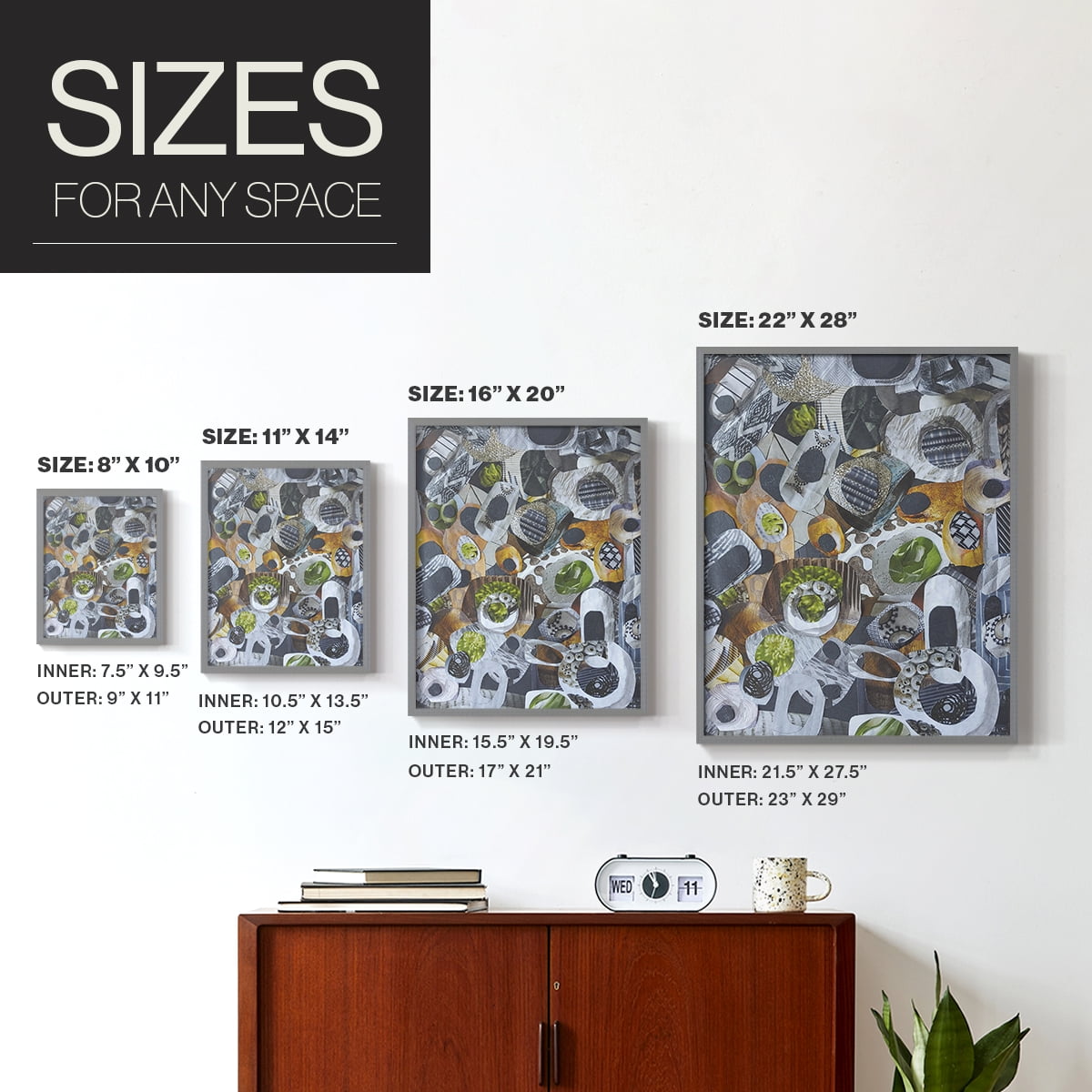 Big Sur Stones and Kelp Framed Print in Gray Solid Wood Framed Print No Nail Hanging