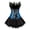 Blue Black, variant on Grebrafan Peacock Feather Satin Corset with Goth Skirt Women M Blue