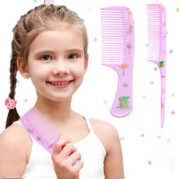 Peine para el cabello pequeño y lindo, juego de mini peine para el cabello de 2 piezas, juego de peines para niños pequeños para niñas, niños, peine de cola de rata de dientes finos, peines de peluque