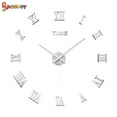 thumbnail image 2 of Spencer DIY Frameless Wall Clock, Modern Roman Numerals 3D Mirror Stickers Wall Clock Home Decor for Living Room Bedroom "Silver", 2 of 7