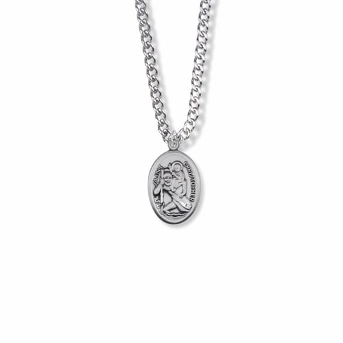 STERLING SILVER NECKLACE MENS BOYS ST CHRISTOPHER 1.8 CHAIN 925 USHERS PRESENT 