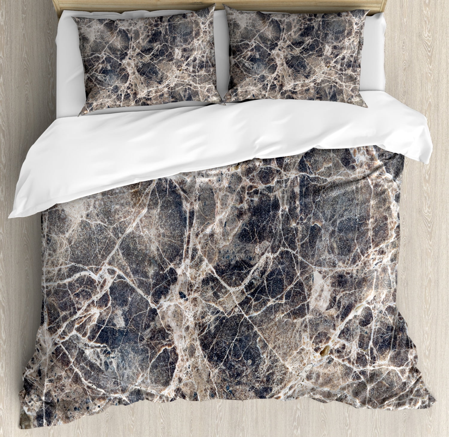 Marble Duvet Cover Set King Size, Ceramic Style Grunge Scratches with