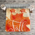 thumbnail image 3 of Ambesonne Fall Quilted Bedspread Set 3 Pcs, Maple Leaf Vintage, Queen Size, Orange Pale Brown White, 3 of 3