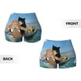thumbnail image 5 of Fotbe Two Brave Cats Are Floating On The Sea Iceberg Seamless Shorts, Womens Workout Shorts High Waist Stretch Booty Short for Gym/Yoga/Running/Biking-Medium, 5 of 9