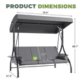 thumbnail image 5 of BaPiPro 3-Seat Metal Patio Swing with Adjustable Canopy, Cushions, Foldable Side Table, 2-in-1 Design for Patio, Garden, Porch, Gray, 5 of 9
