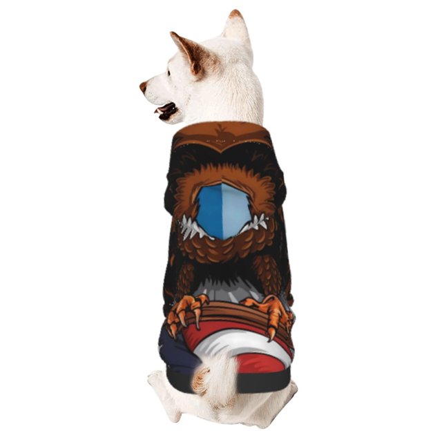 Fotbe Cartoon Bald Eagle USA Sudadera con Estampado para Perros Pequeños – Suéter con Capucha para Mascotas, Tela Suave de Forro Polar con Bolsillo-Medium
