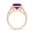 thumbnail image 2 of ANGARA Natural Twist Shank Emerald Cut 6.5 ct Amethyst Statement Ring in 14K Rose Gold for Women (Size-14x10mm) | February Birthstone, Anniversary, Jewelry Gift for Women | Natural Amethyst Ring, 2 of 8
