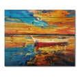 thumbnail image 3 of Designart 'Red and White Boats By The Pier At A VIbrant Sunset' Nautical & Coastal Print on Natural Pine Wood, 3 of 5