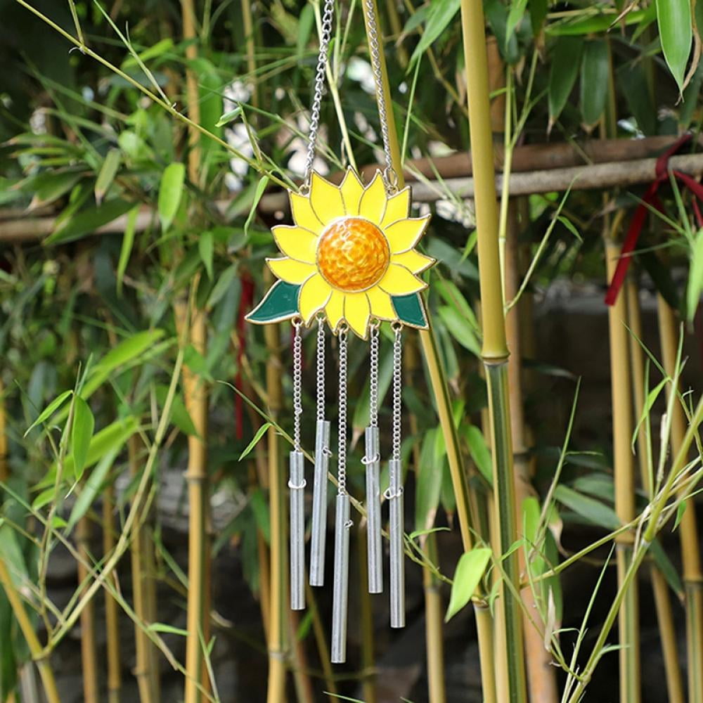Sunflower Outdoor Yard Garden Home Decor Hanging Ornament Wind Chimes w/ Chain 