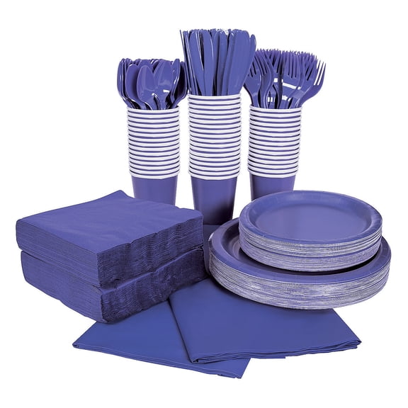 396 Pieces Purple Tableware Kit for 48 Guests