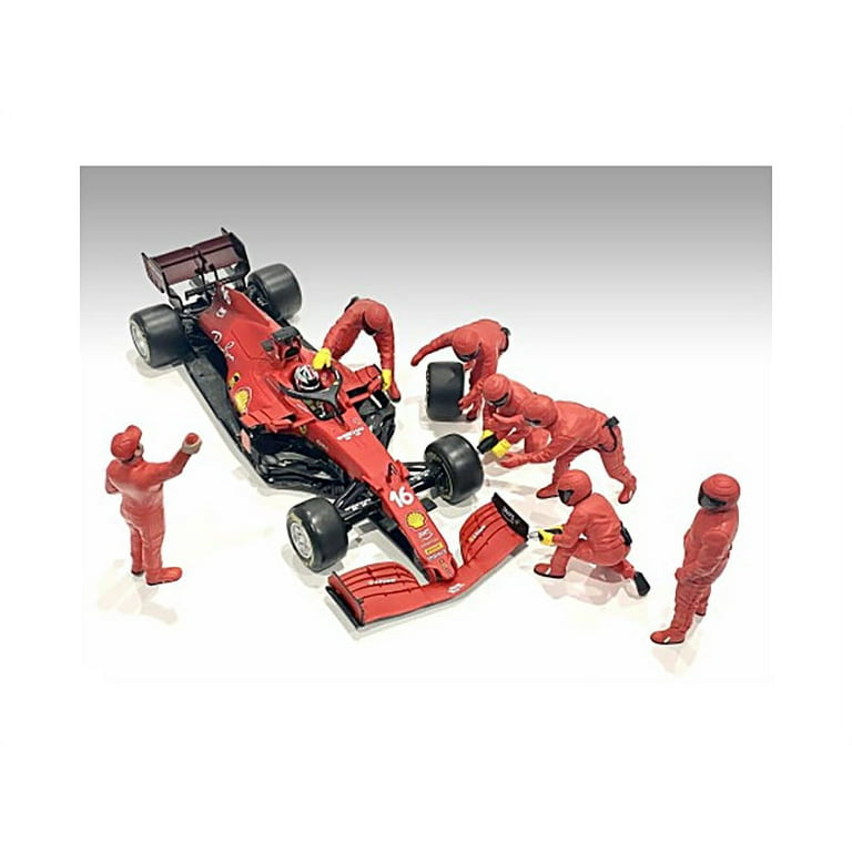 Formula One F1 Pit Crew 7 Figurine Set Team Black for 1/18 Scale Models by  American Diorama 76551