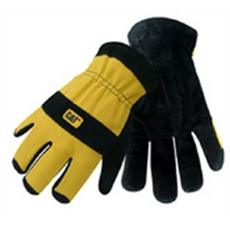 

CAT012222L Large Black/Yellow Lined Split Leather Palm Gloves