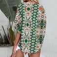 thumbnail image 5 of Womens V Neck 3/4 Sleeve Tops Bohemian Printed Mexican Peasant Blouses Loose Casual Bell Sleeve Button Down Shirts, 5 of 5