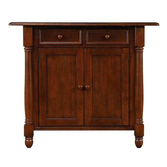 Sunset Trading Andrews Drop Leaf Traditional Wood Kitchen Island in Chestnut