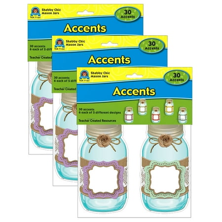 UPC: 0194629011506 | Teacher Created Resources Shabby Chic Mason Jars Accents  90 Pieces